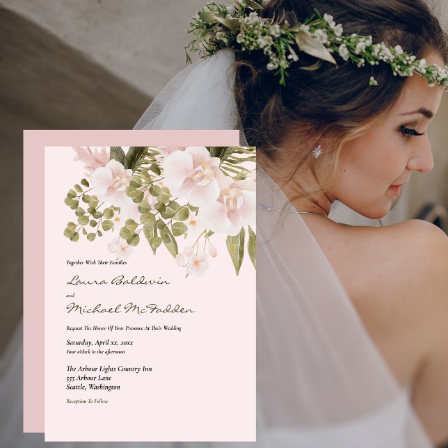 Rosa, grün, elegant Boho Style Wedding Invi Einladung (Von Creator hochgeladen)