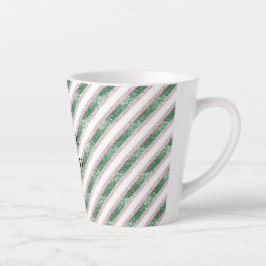 Rosa Grün Glitzerstreifen Weihnachten Milchtasse