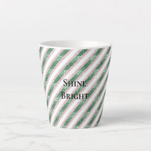 Rosa Grün Glitzerstreifen Weihnachten Milchtasse