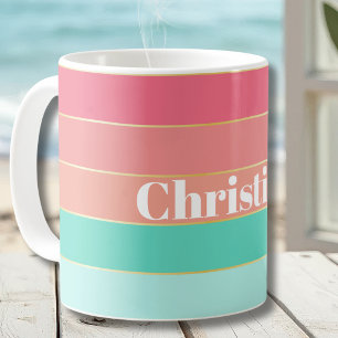 Rosa Grün Gold Benutzerdefinierte Sommerfarbenbloc Kaffeetasse