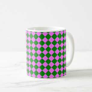 Rosa grün kariert Diamantmuster Kaffeetasse