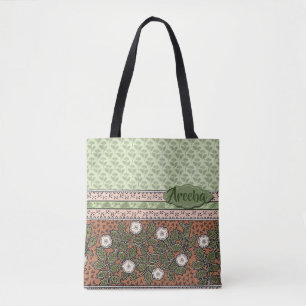 Rosa, Grün mit weißen Blumen mit Tasche
