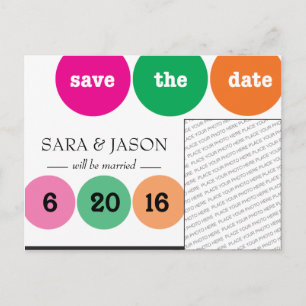 Rosa, grün, orange Kreise Save the Date Ankündigungspostkarte