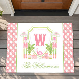 Rosa & Grün Palm Beach Nussknacker Monogramm-Wappe Fußmatte