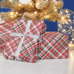 Rosa Grün Rot Tartan Karo Weihnachten Ferien Geschenkpapier