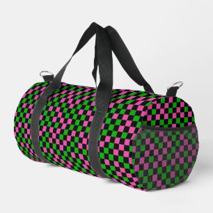Rosa Grün und Schwarz kariertes Muster Duffle Bag