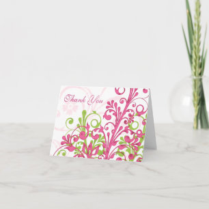 Rosa Grün Weiße Florale Hochzeits-Dankeskarten Dankeskarte