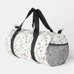 Rosa Grüne Aquarell-Wildblume Duffle Bag