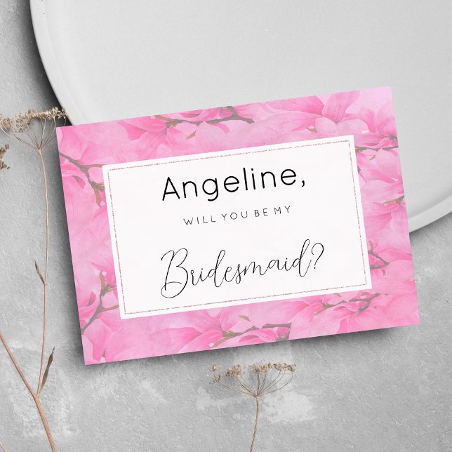 Rosa-grüne Blume Bridesmaid Einladung (Watercolor pink green orchid flowers Bridesmaid )