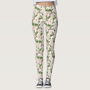  Rosa Grüne Blumenmuster  Leggings