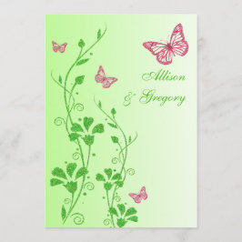 Rosa, grüne Blumenschmetterlinge Einladung zur Hoc