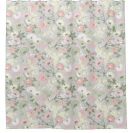 Rosa grüne Blütenblume Muster Duschvorhang