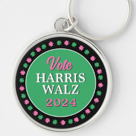 Rosa Grüne Clover 2024 Abstimmung Harris Walz Schlüsselanhänger