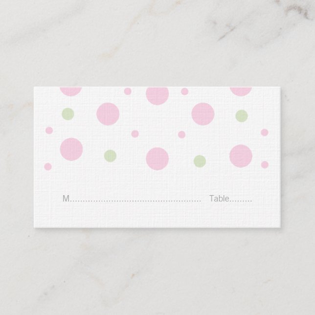 Rosa grüne Confetti Hochzeiten Platzkarten (Vorderseite)