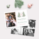 Rosa Grüne Ferien Baum Familie Ursprünglich 6 Foto Feiertagskarte<br><div class="desc">* Foto-Kredit: Fotografie © Storytree Studios, Stanford, CA ** / Maximalist Happy Holidays Fotokarte mit Platz für einen Single Buchstaben Monogramm und ein FamilienFoto auf der Vorderseite, mit Platz für weitere 5 Fotos auf der Rückseite (also insgesamt 6 Bilder). Die Aquarellelemente (Weihnachtsbaum, Pflanzer und Baubles) wurden ursprünglich von mir in...</div>