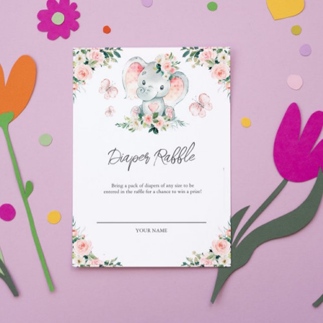 Rosa-grüne Flora-Elephant-Rahmen-Windeln Dankeskarte (Von Creator hochgeladen)