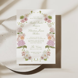 Rosa Grüne Florale Hochzeit Einladung