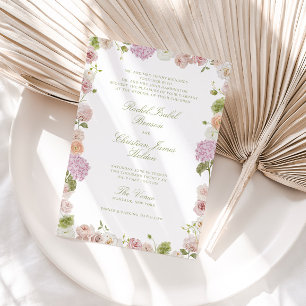 Rosa Grüne Florale Rahmen Hochzeit Einladung