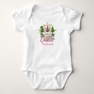 Rosa grüne Frühlings-Oster-Gnome Mein erstes Oster Baby Strampler