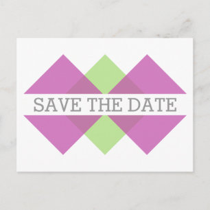 Rosa grüne geometrische Trias Save the Date Postka Ankündigungspostkarte