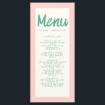 Rosa grüne Handschrift Typografie Retro Hochzeit Menükarte<br><div class="desc">Rosa grüne Handschrift Typografie Retro Wedding Menü</div>