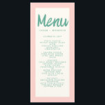 Rosa grüne Handschrift Typografie Retro Hochzeit Menükarte<br><div class="desc">Rosa grüne Handschrift Typografie Retro Wedding Menü</div>