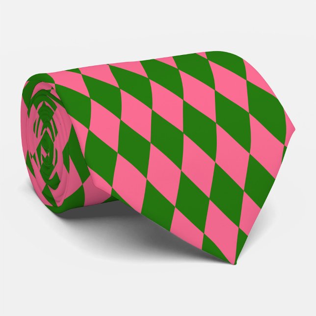 Rosa grüne Harlekin-Karo-Design  Krawatte (Von Creator hochgeladen)