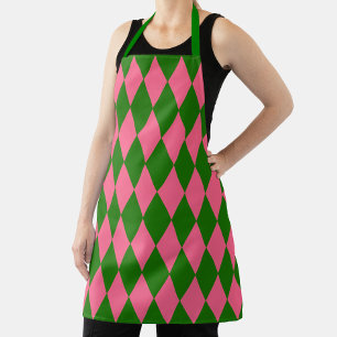 Rosa grüne Harlekin-Karo-Design Schürze