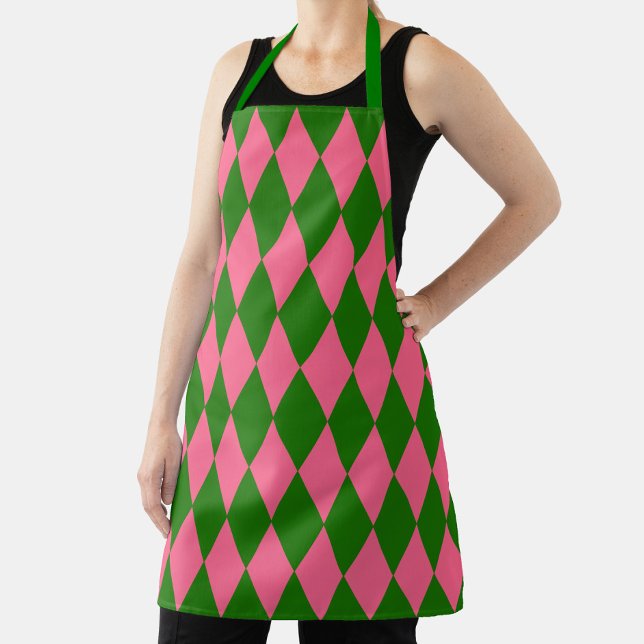 Rosa grüne Harlekin-Karo-Design  Schürze (Von Creator hochgeladen)