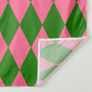 Rosa grüne Harlekin-Karo-Design Stoff