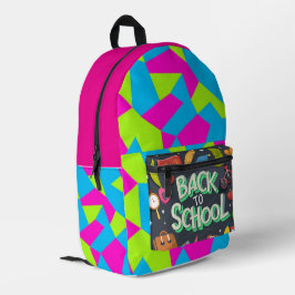 Rosa grüne Indigofarbe zurück zur Schule Bedruckter Rucksack
