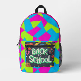 Rosa grüne Indigofarbe zurück zur Schule Bedruckter Rucksack