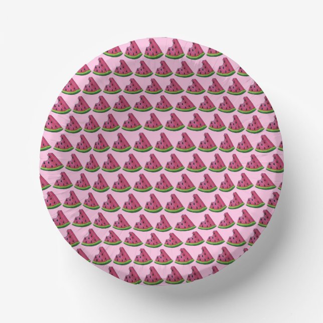 Rosa Grüne Juicy Watermelon Melon Slice Frucht Pappteller (Vorderseite)
