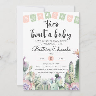Rosa grüne Kaktus Taco Bout Eine Babydusche UAWG Einladung