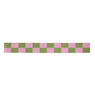 Rosa Grüne karierte Gingham-Muster Satinband