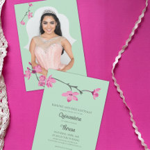 Rosa, grüne Kirschblüte, Foto Quinceanera