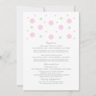 Rosa-grüne Konfetti-Hochzeitsinformationskarte Einladung