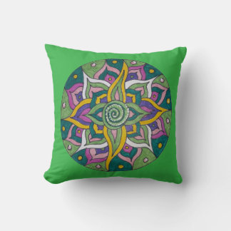 Rosa/grüne Lotus-Mandala-Wurfkissen Kissen