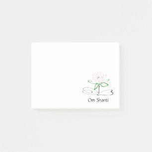 Rosa grüne Lotus Post-It OM Shanti Klebezettel
