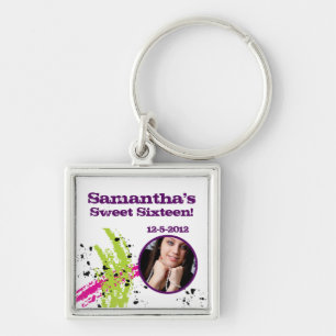 Rosa grüne Paint Splash Tinte Splotch Drop Schlüss Schlüsselanhänger