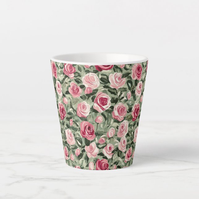 Rosa grüne Rose Milchtasse (Vorderseite)