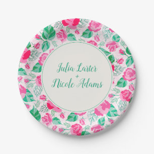 Rosa Grüne Rose Petals Blume Hochzeit Garten Pappteller