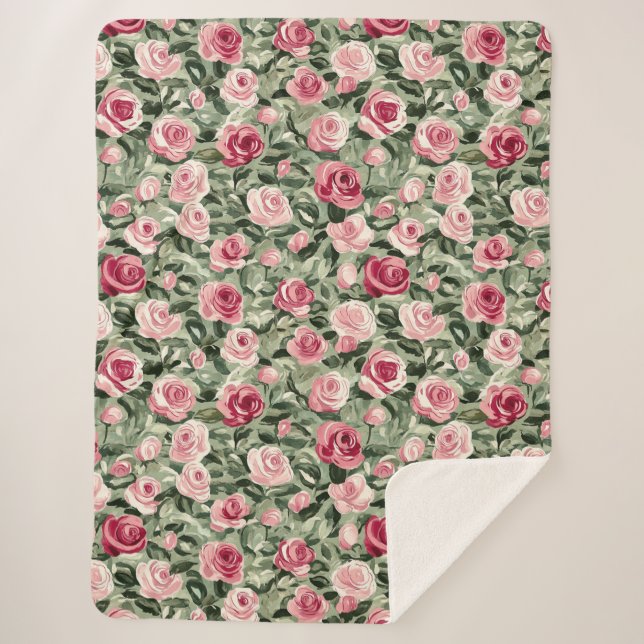 Rosa grüne Rose Sherpadecke (Vorderseite)