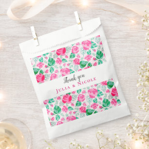Rosa grüne Rosenblüten Blumen Garten Hochzeit Geschenktütchen