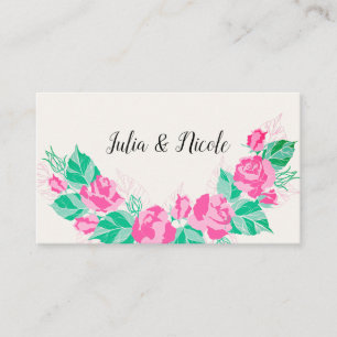 Rosa grüne Rosenblüten Blumen Garten Hochzeit Platzkarte