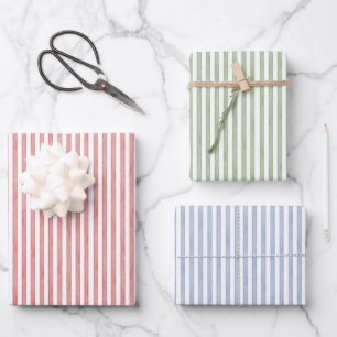 Rosa Grüne Rote Streifen Geburtstag Geschenkpapier Set