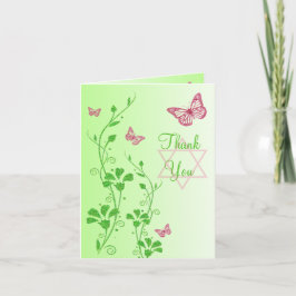 Rosa grüne Schmetterlingsflora Dankeschön Karte