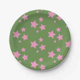 Rosa grüne Sterne Kinder Baby Circus Party Pappteller