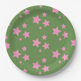 Rosa grüne Sterne Kinder Baby Circus Party Pappteller