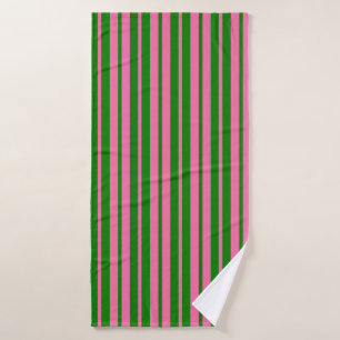 Rosa grüne stilvolle Streifenmuster-Design Badehandtuch